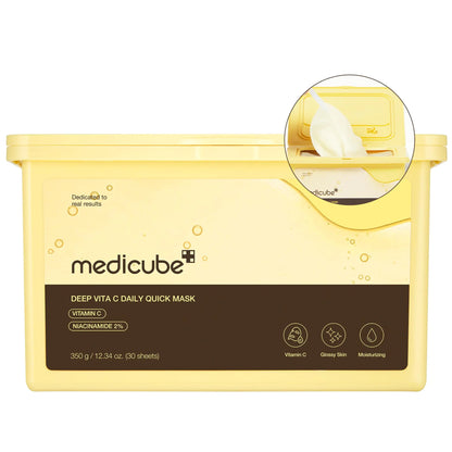 Medicube Deep Vita C Daily Quick Mask – 30 Vegan Sheets for Bright, Hydrated Skin