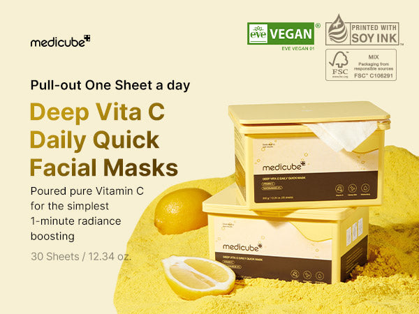 Medicube Deep Vita C Daily Quick Mask – 30 Vegan Sheets for Bright, Hydrated Skin